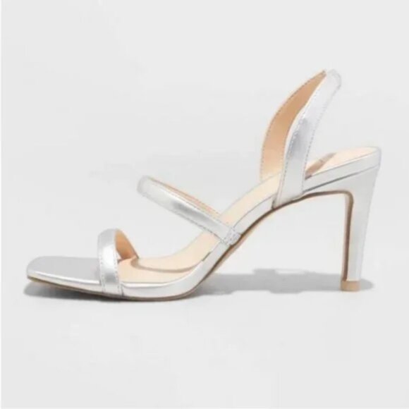Women's Nala Pumps Square Toe - A New Day™ Silver 9 - Picture 3 of 4